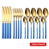 16pcs silverware set rainbow stainless steel cutlery set tableware cutlery set serve fork and spoon set for home restaurant