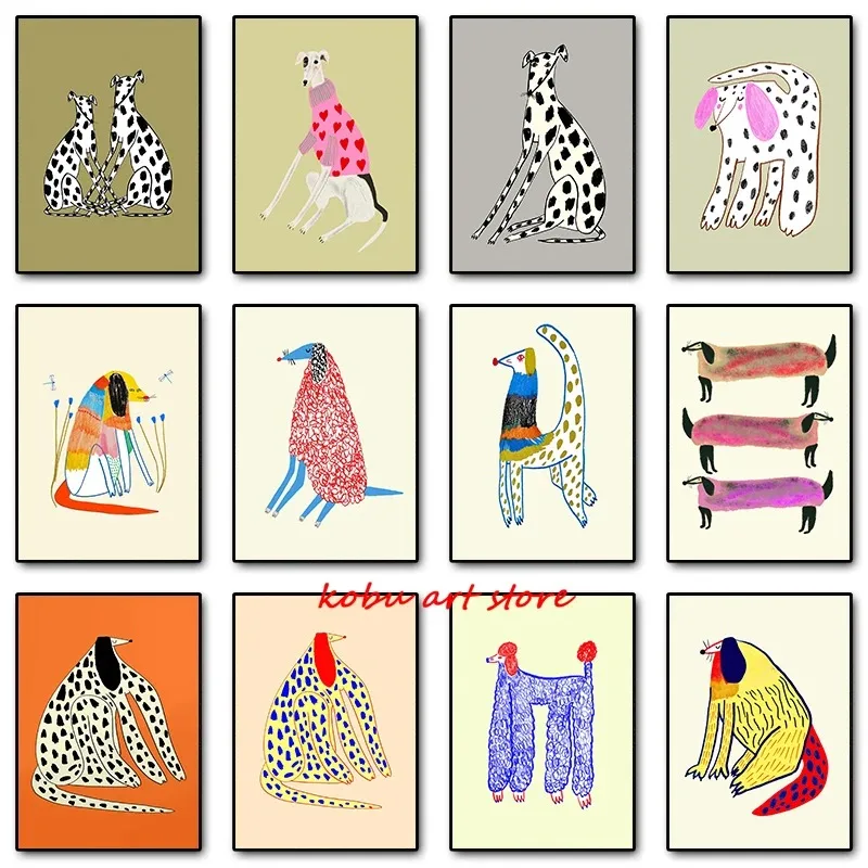 Абстрактная Собака Современная Мода Плакат Декоративная Картина На Холсте