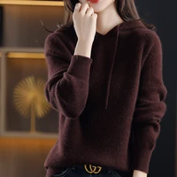 the latest hooded wool sweater womens spring and autumn new loose fashion knitted sweaters bottoming shirts outside wear tops
