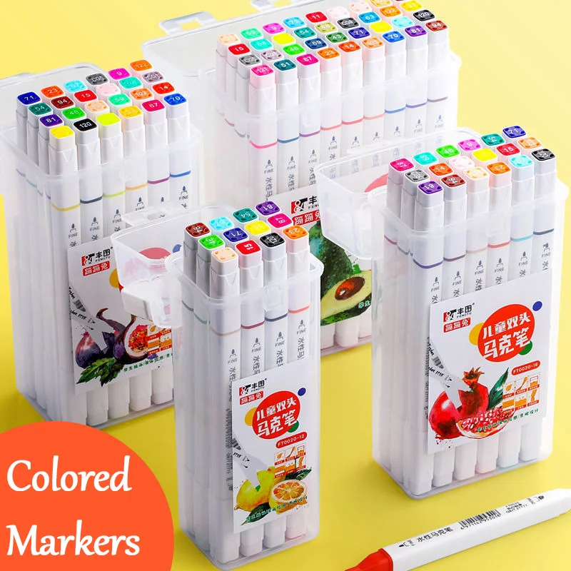 

Kawaii 24-48 Colors Art Marker Pens Set Paint Manga Brush Double Head Highlighter Office School Students Supplies Stationery