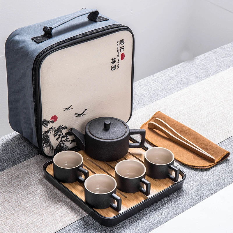 

Chinese Kung Fu Tea Set Ceramic Teaware Set Portable Teapot Traveller Teaware With Bag Teaset Gaiwan Tea Cups of Tea Ceremony