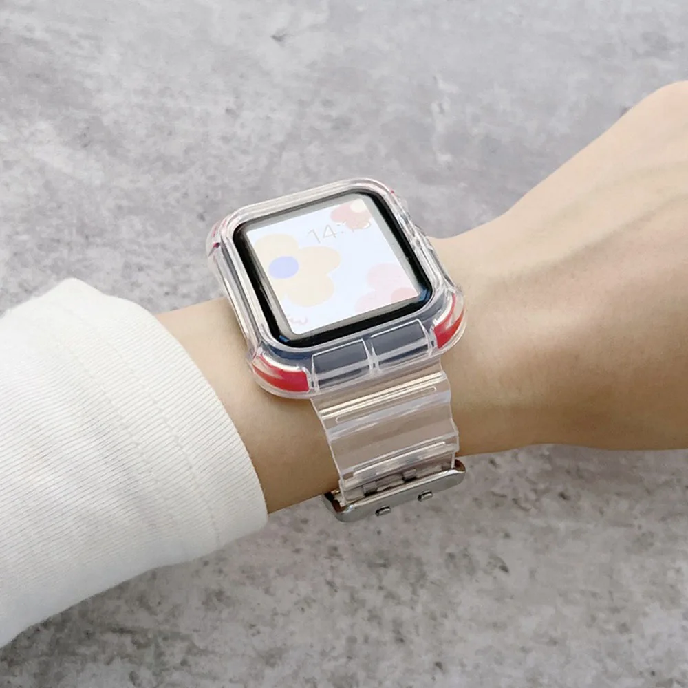 Ремешок спортивный для IWatch Series 7 SE 6 5 4 3 2 1 прозрачный браслет Apple Watch 40 мм 42 44 38 41 45