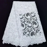 white nigerian african guipure lace high quality cotton cloth sequins fabric for party sewing