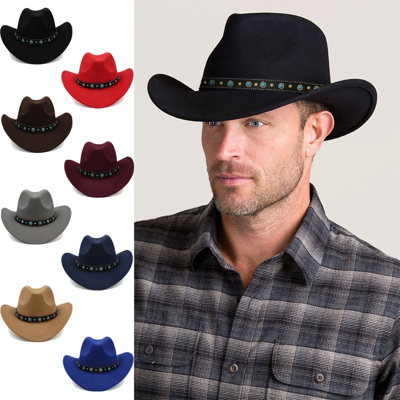 Мужская/Женская/Детская шерстяная ковбойская шляпа 3 размера |