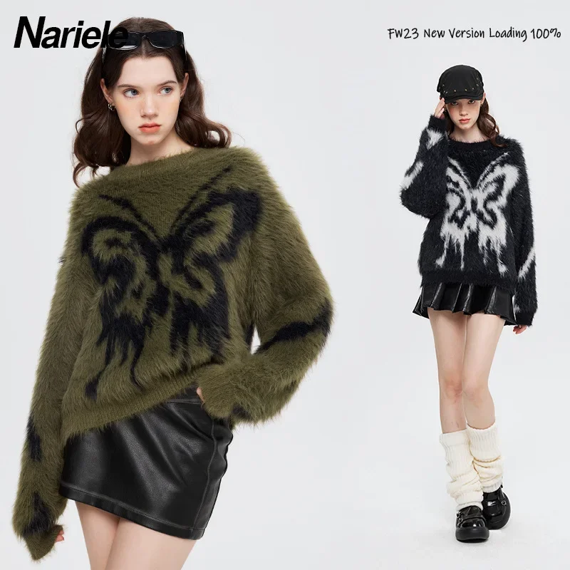 

Женский жаккардовый свитер с бабочками, свитер в европейском и американском стиле, Осень-зима 2023