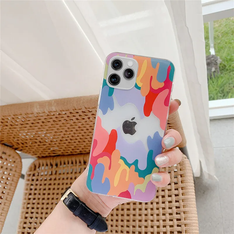 

Nohon Clear Phone Case For iPhone 13 12 11 Pro Max Mini X XS XR 7 8 Plus 6S graffiti colorful Fashion soft back cover