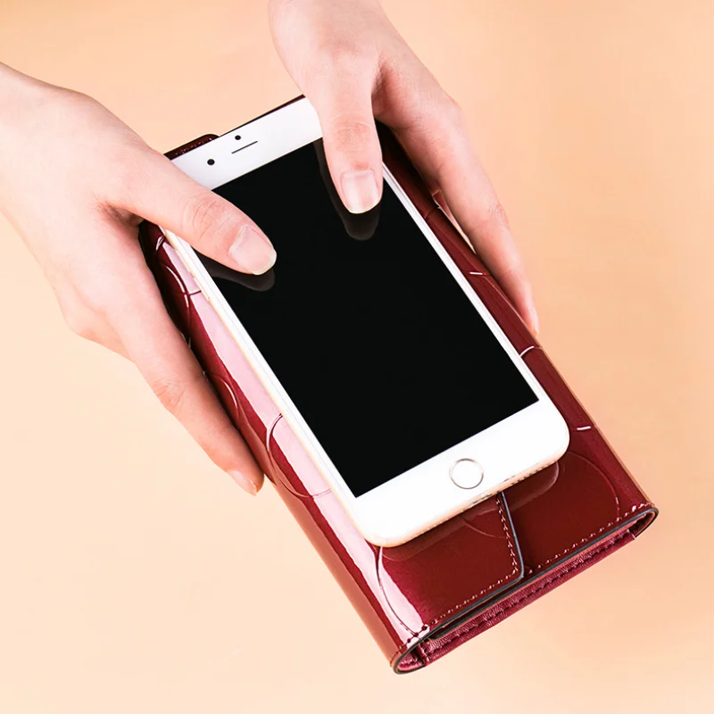 Womens Wallets Carteras Para Mujer Long Purse for Women with Cell Phone Pocket Luxury Designer Leather Wallet RFID Protect
