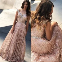 sparkly rose sequins off shoulder sweetheart evening dresses luxury women party gown a line robe de soir%c3%a9e de mariage %d0%bf%d0%bb%d0%b0%d1%82%d1%8c%d0%b5