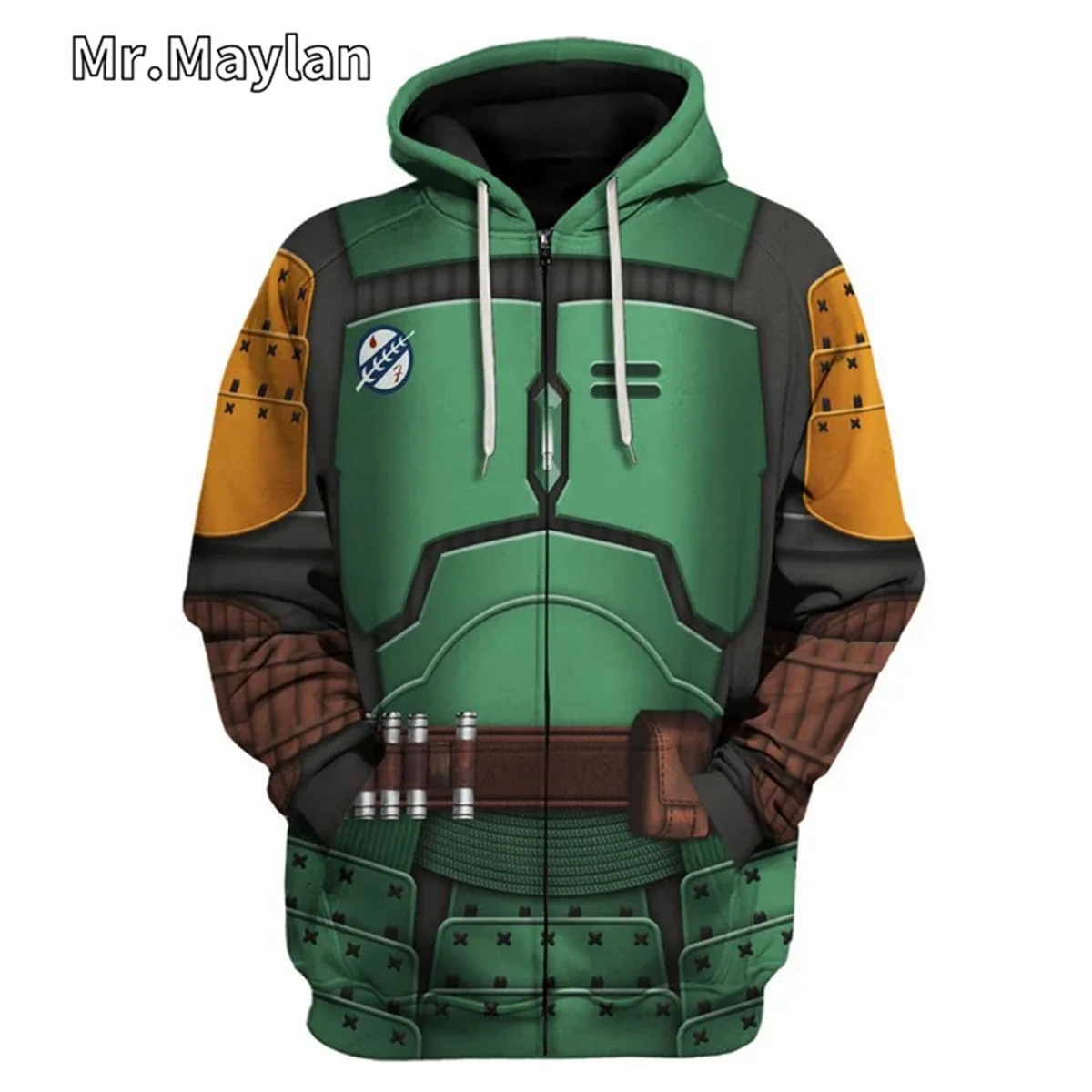 Костюм самурая The Book of Boba Fett толстовка унисекс с 3D рисунком пуловер на молнии