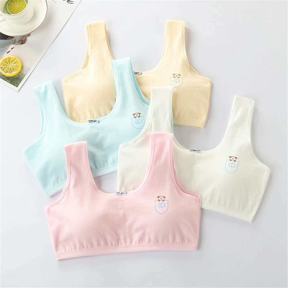 

Soft Cotton Children Girls Underwear Kids Girl Pinkycolor Vest Bra Tank Top Crop Tops for Girl 9-16Years