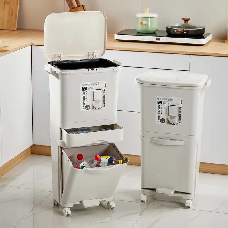 

Recycling Compartment Trash Can Diapers Home Large Sorting Design Trash Can Nordic Kitchen Pedal Cubo Basura Office Accessories