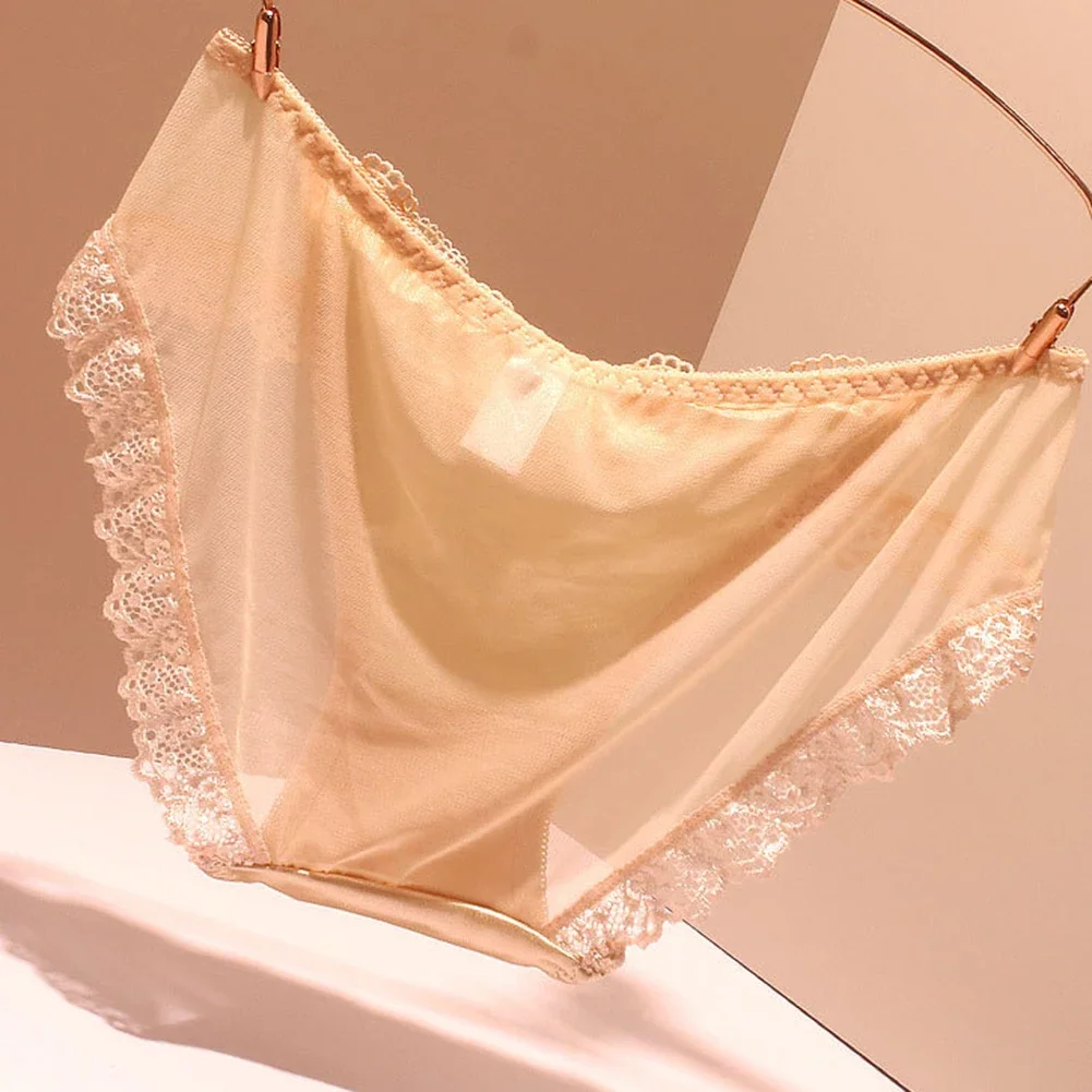 Бесследные брифы женские легкие кружевные трусики с каймой дышащее мягкое