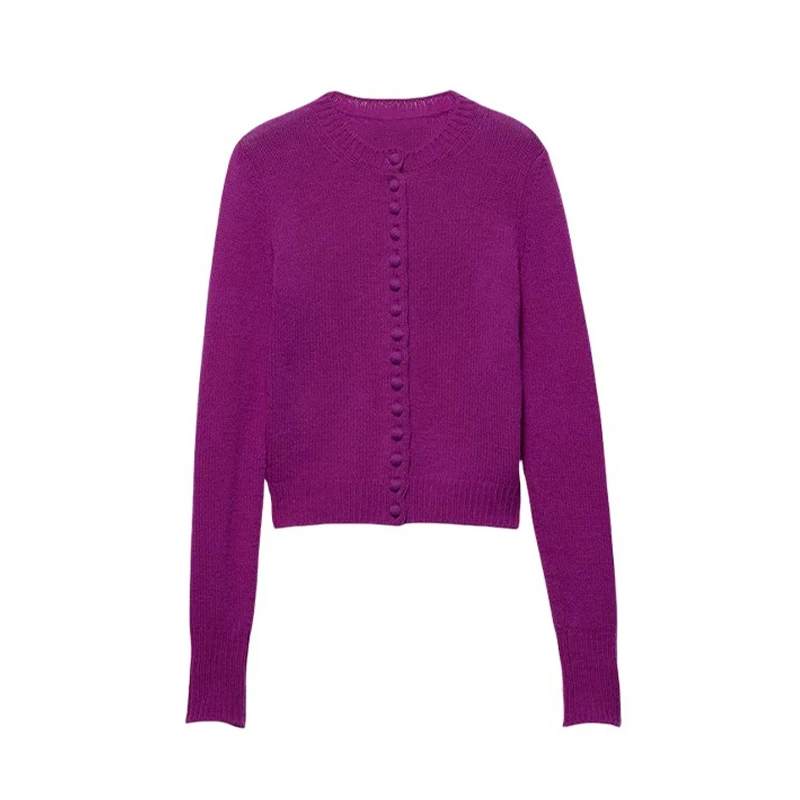 NIGO женский однобортный короткий шерстяной кардиган с круглым вырезом на весну и