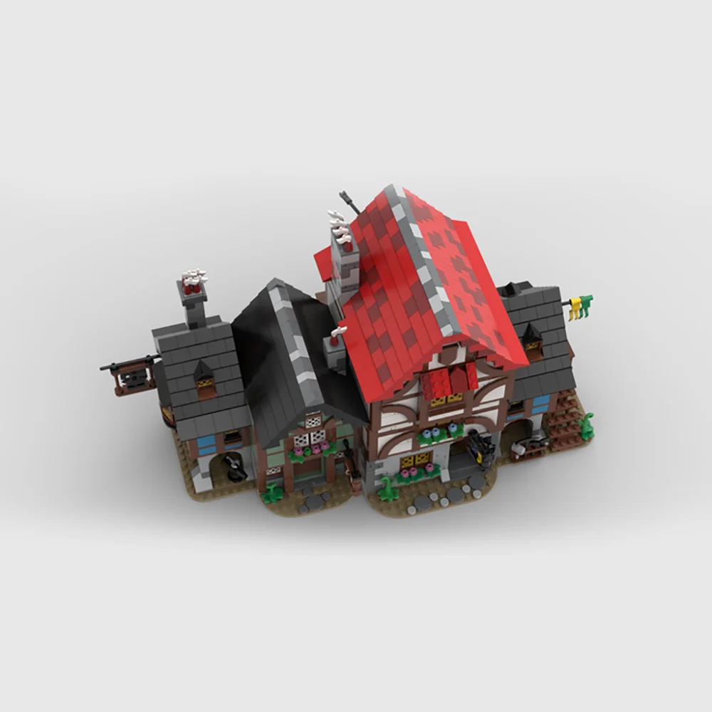 Новинка строительные блоки MOC Европейская средневековая улица вид портновский