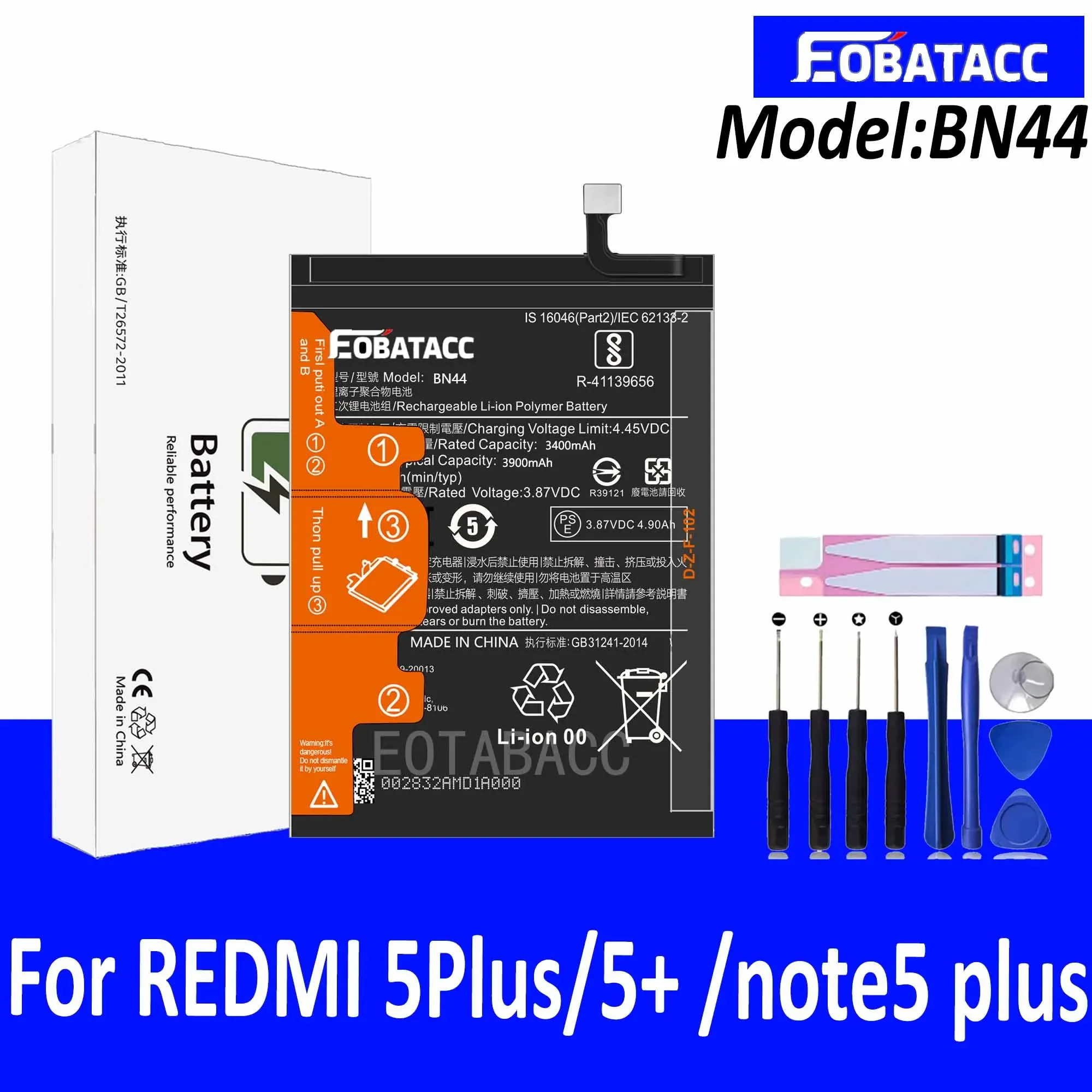 EOTABACC 100% Новый оригинальный аккумулятор BN44 для XIAOMI REDMI 5 Plus/5 + /note5 plus Инструменты