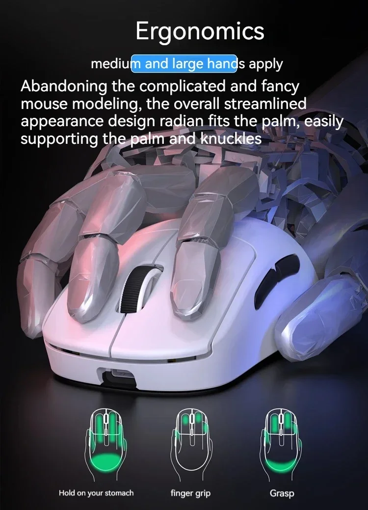 Оригинальная беспроводная мышь Zaopin Z2 3 режима Bluetooth Paw3395 эргономичная легкая для