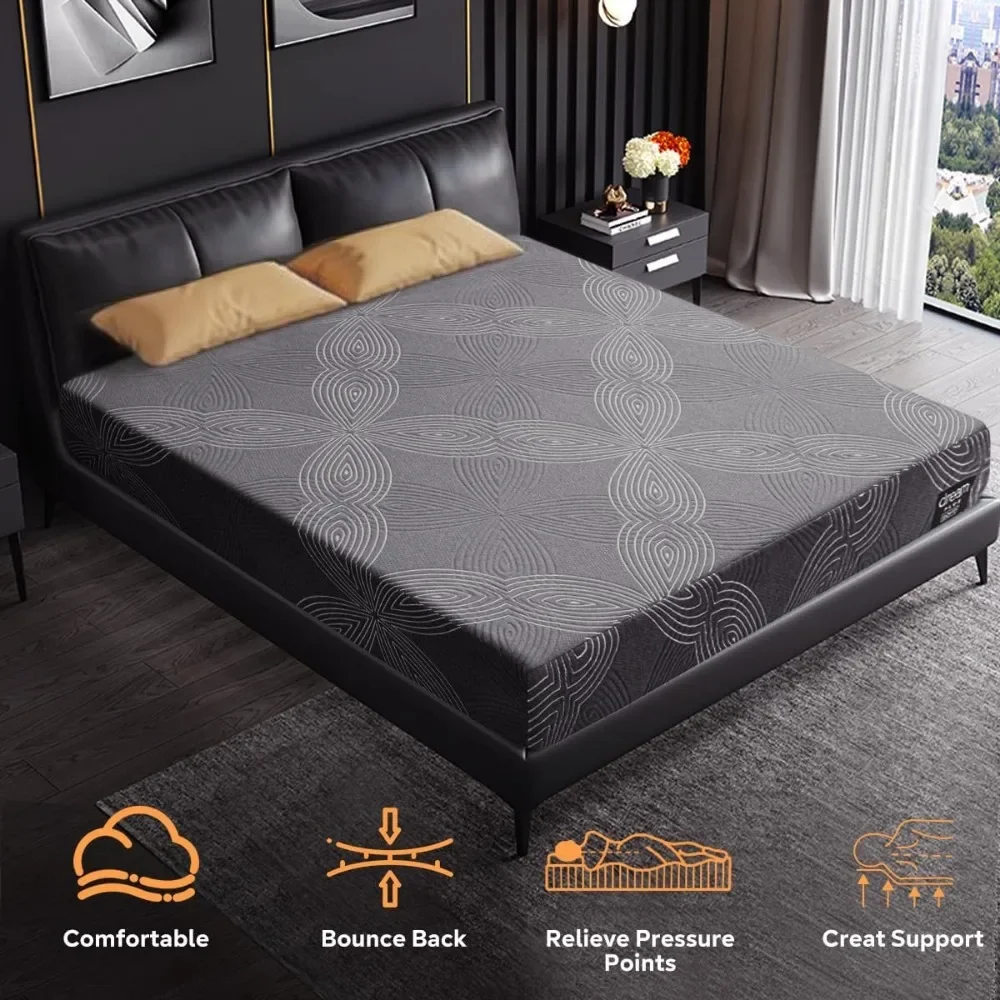 Матрас Queen средней жесткости 10-дюймовый матрас из пены с эффектом памяти в