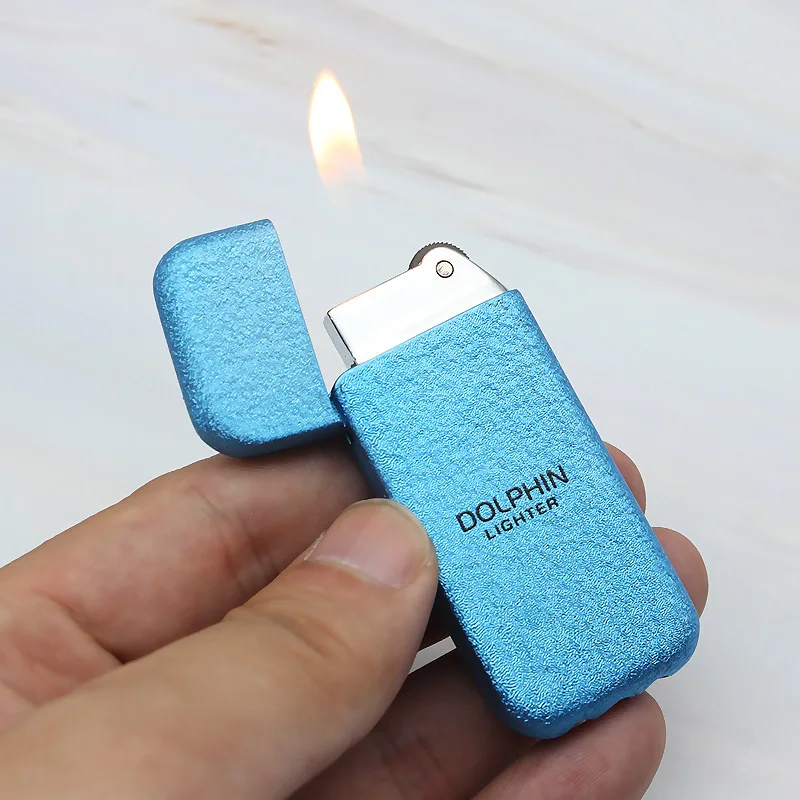 

New Small Mini Multicolor Frosted Metal Lighter Refillable Butane Gas For Outdoor Cigar Cigarette Accessories Men Gift