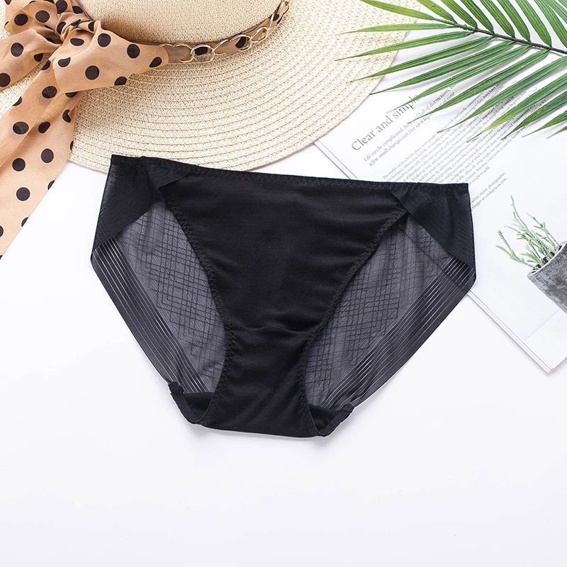 3 шт./лот женские 100% шелковые трусики с заниженной талией спереди и промежностью