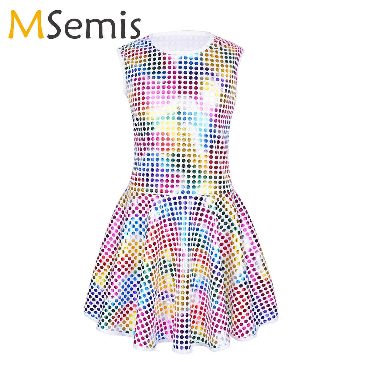 

Kids Girls Stage Performance Dance Dress Shiny Polka Dots Fake Sequins Vintage Jazz Modern Hip Hop Disco Dress Party Costumes