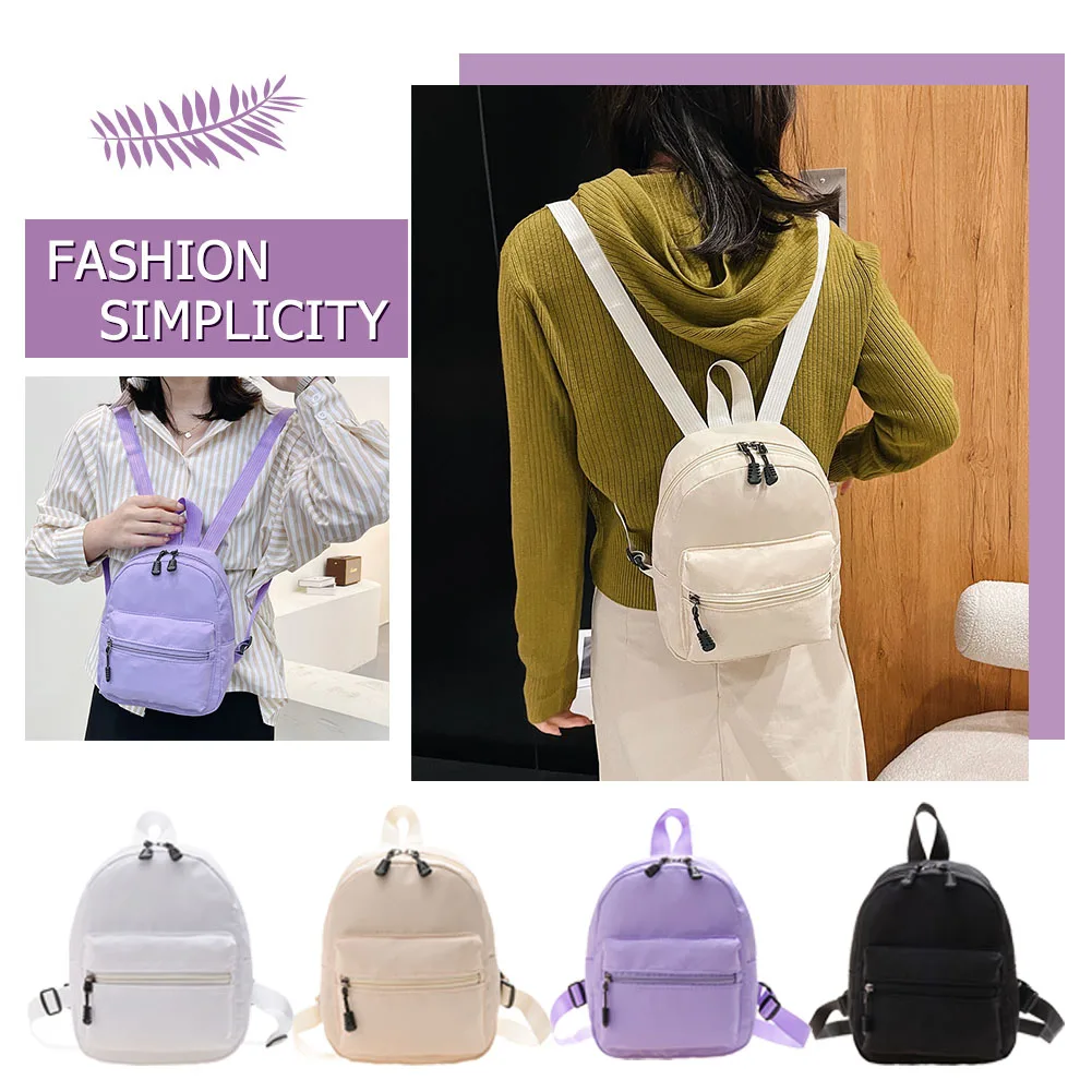 

Women Fashion Solid Color Backpack Female Casual Nylon Knapsack Preppy Style School Travel Mini Rucksacks New