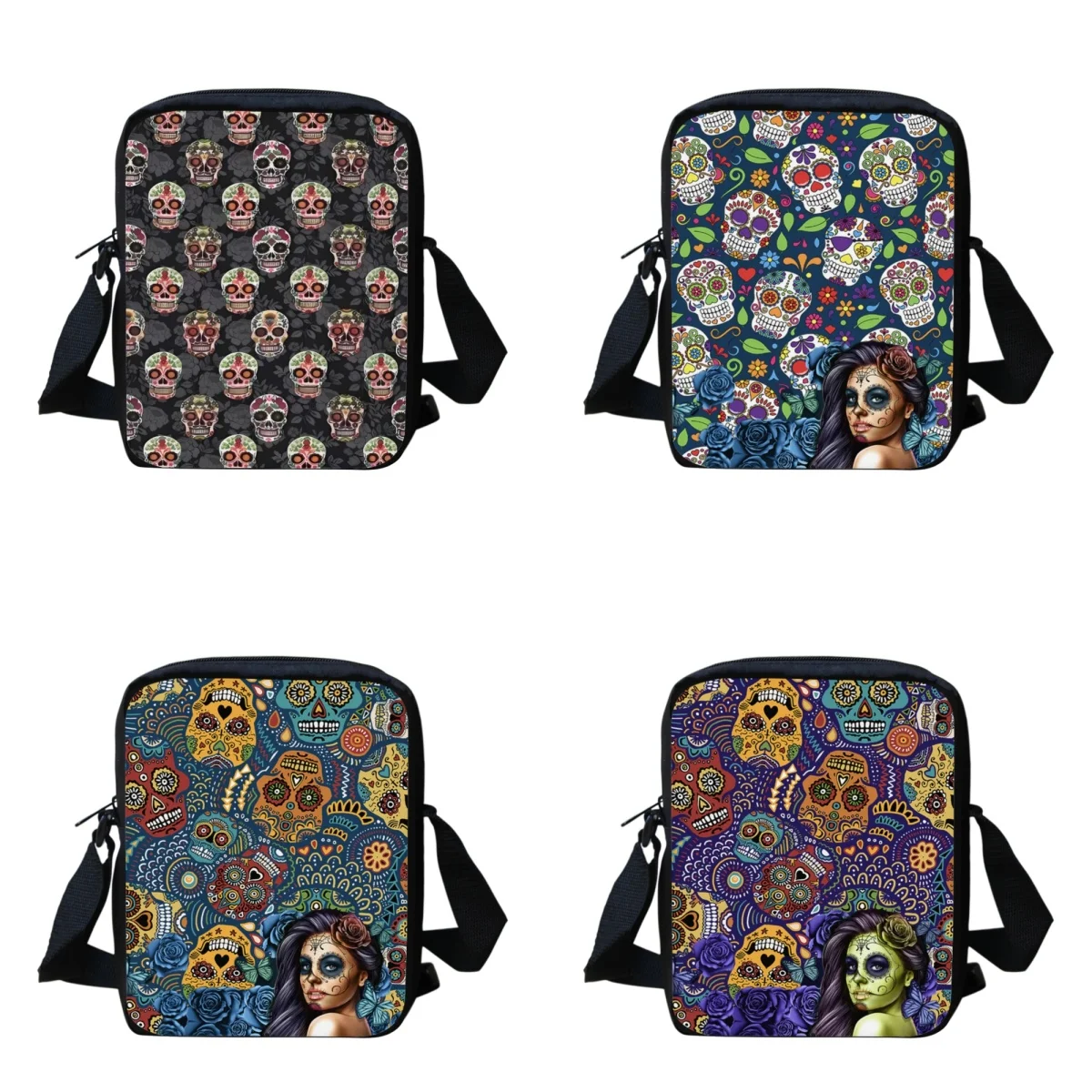 

Messenger Bag Gothic Skull Design Casual Handbags Single Shoulder Girls Students Style Fashion Book Bags for Women 2023 Newest
