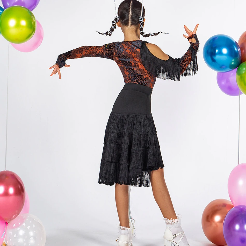 Детские юбки для латиноамериканских танцев девочек Осень-зима детские костюмы с