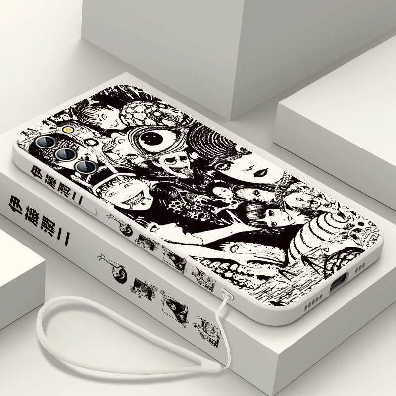 

Junji Ito horror comics Phone Case For Samsung Galaxy S23 S22 S21 S20 Pro FE Note 20 Plus Ultra Liquid Left Rope Cover