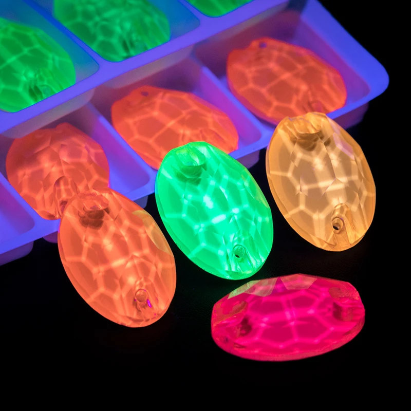 

Oval Shape 11X16mm Neon Glass Glow in the Dark Rhinestones and Decorations For Clothes Stones Crystal Beads Sew on Dress