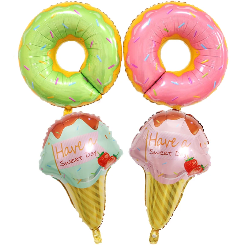 

Donut Ice Cream Balloons Helium Foil Ballons Globos Happy Birthday Party Decoration Kids Toys Gift Wedding Baby Shower Supplies