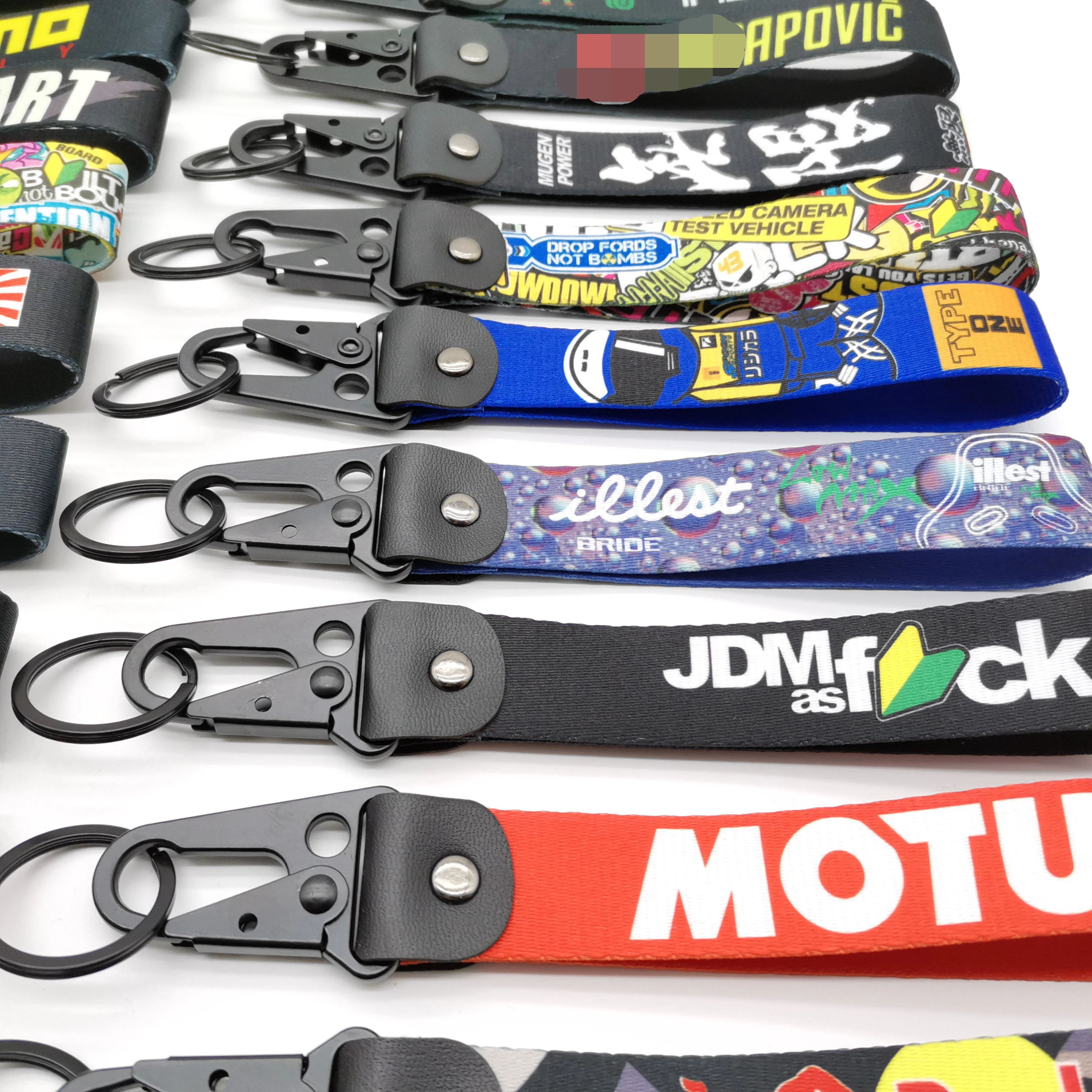 

JDM Car Accessories Keytags Car Keychain Auto Key Rings Key Holder Heat Transfer Process for Honda Toyota Lanyard