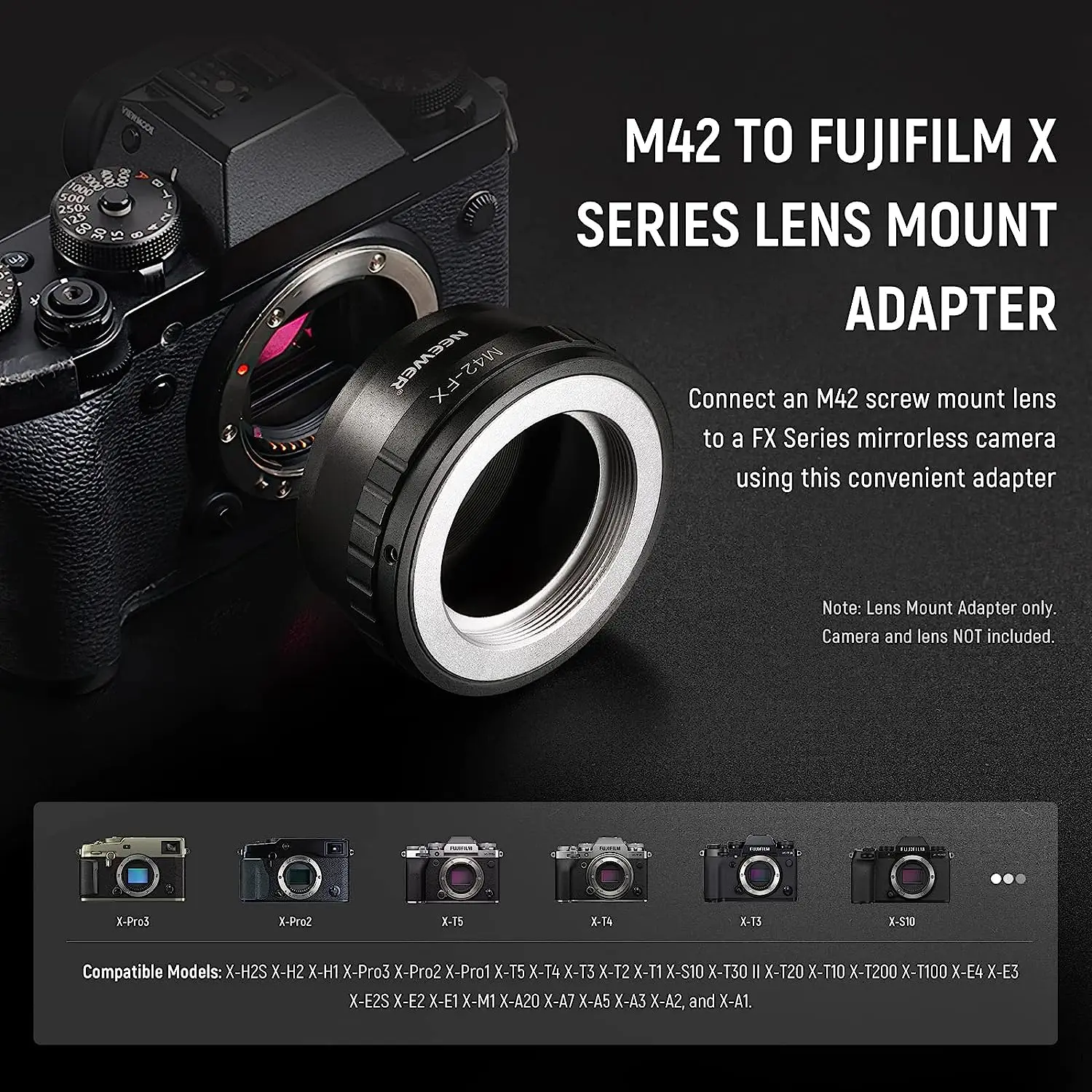Адаптер для крепления объектива NEEWER M42 на Fuji X совместимый с объективом