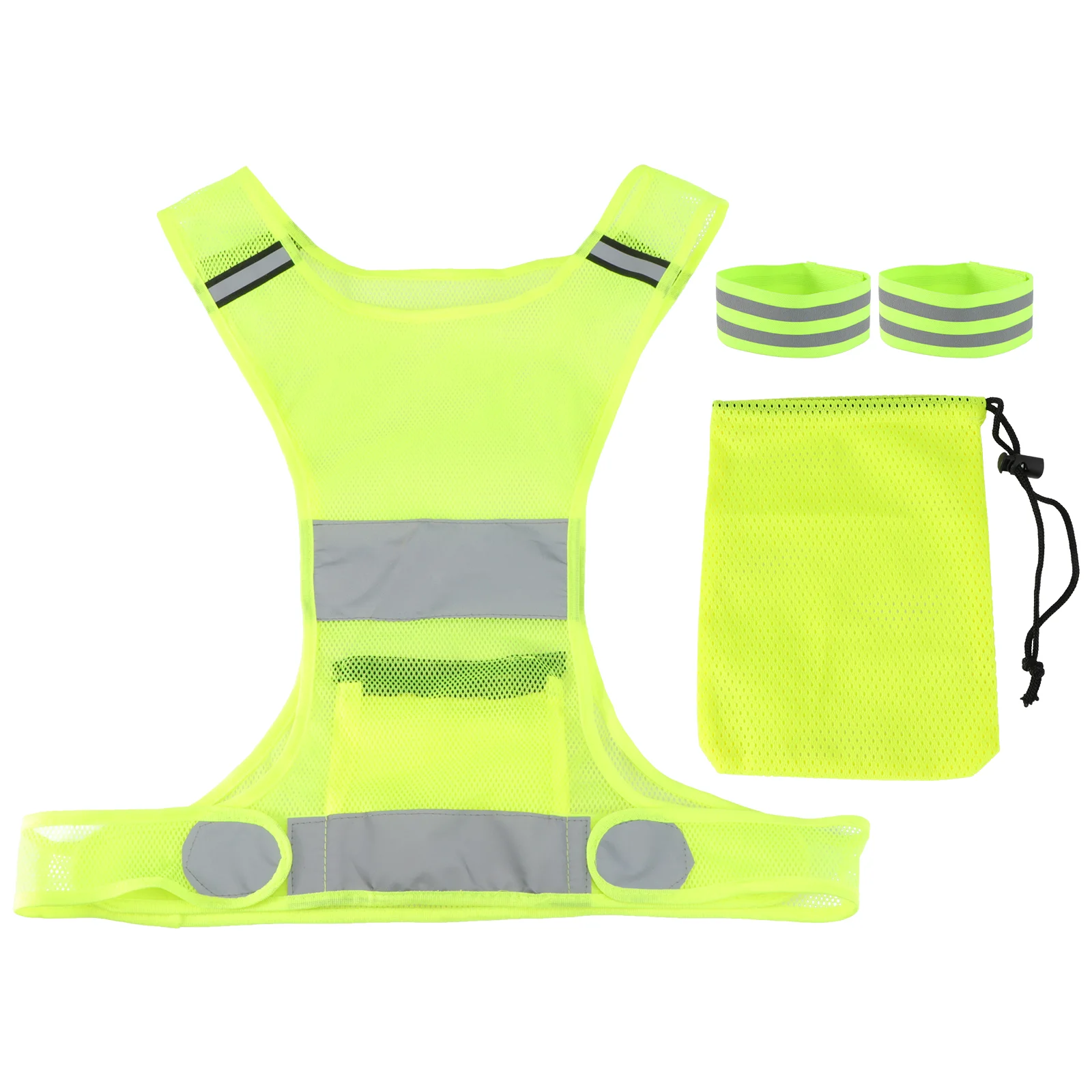 

1PC Adjustable Safety Vest High Visibility Vest Reflective Visibility Cloth for Outdoor Running Riding (Fluorescent