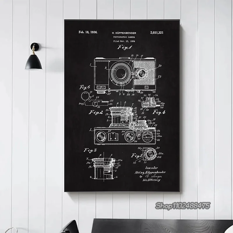 Винтажный патентный постер для фотокамеры настенный художественный принт