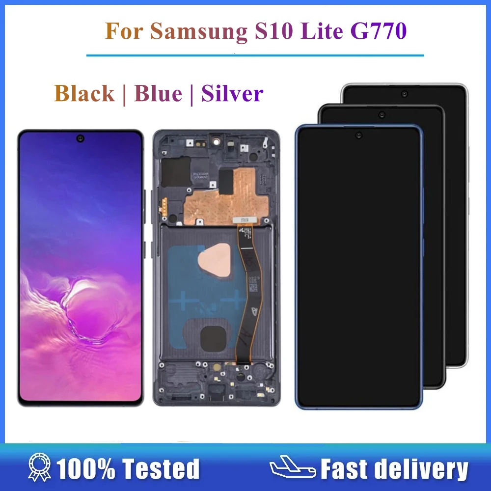 

ЖК-дисплей 6,7 ''OLED для Samsung Galaxy S10 Lite G770 G770F, сенсорный дигитайзер, полная сборка, с рамкой, Запасная часть