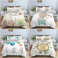 cartoon rabbit bunny bedding set for kids girl children polyester duvet cover set quilt cover with pillowcase comforter bedding