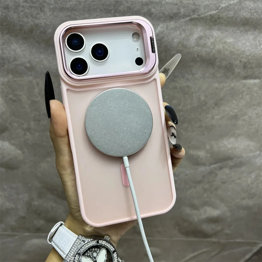 Фото Модный магнитный полупрозрачный чехол-подставка для iPhone 17, 16, 15 Pro Max с защитой камеры, чехлы-подставки для iPhone 14, 13, 17 Pro Max №4
