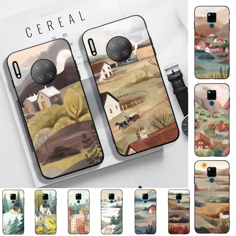 

Watercolor Painting Phone Case For Huawei Mate 10 20 30 40 50 lite pro Nova 3 3i 5 6 SE 7 pro 7SE