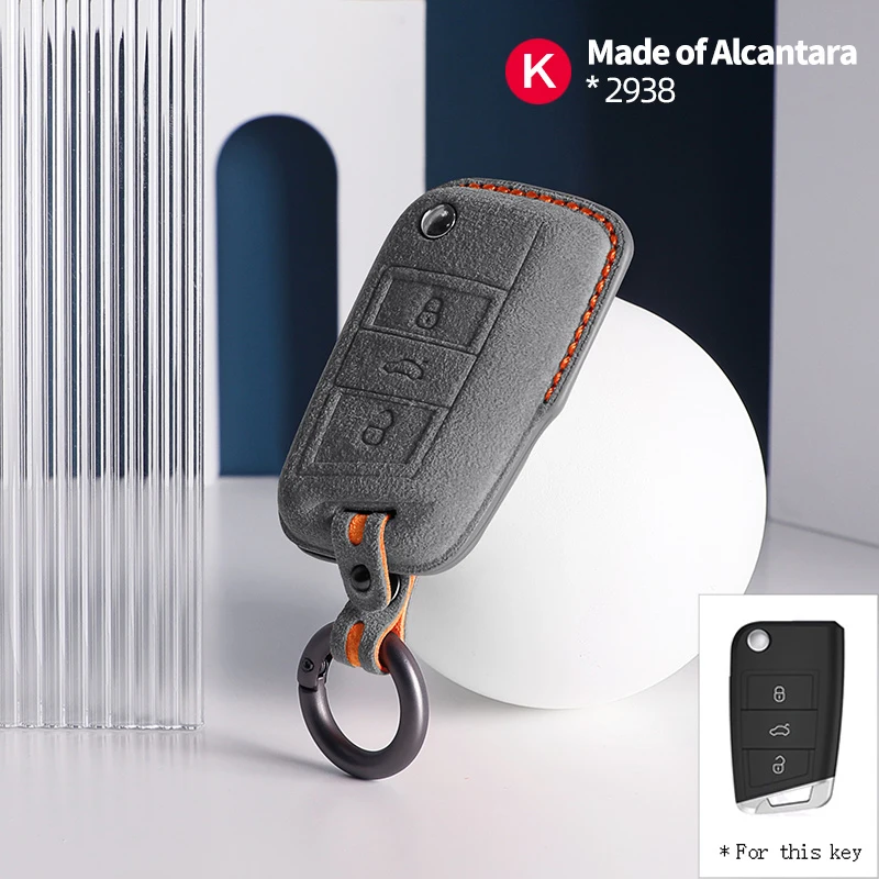 

Чехол для автомобильного ключа из алькантары, чехол для ключа для VW Volkswagen чехол Bora Sagitar Tiguan Golf 7 или Skoda Octavia, брелок для ключей