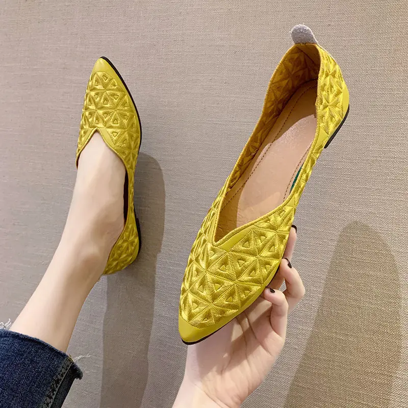 

Hollow Out Pointed Toe Flats Woman Shallow Mouth Flat Shoes For Women Elegant Summer Soft Loafers Womens Concise Slip On Shoes