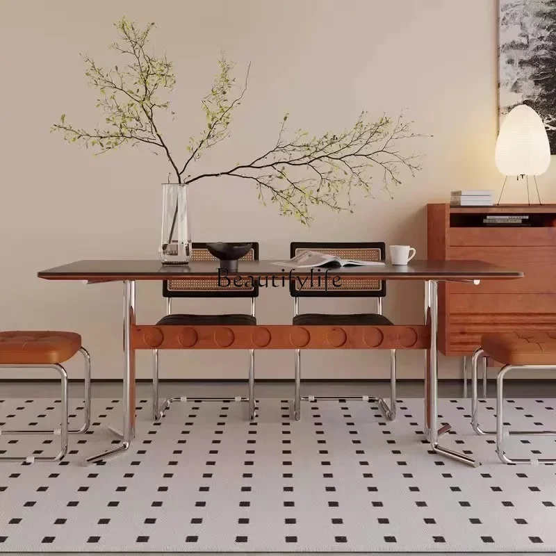 Ретро современный простой обеденный стол и стулья из каменной плиты бытовой