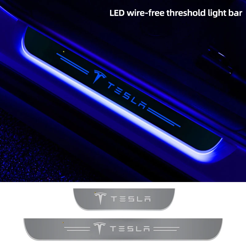 

Auto Acrylic LED Threshold light For Tesla Model 3 X Model Y Model S Automotive USB Wireless Interior Environment Pedal Light