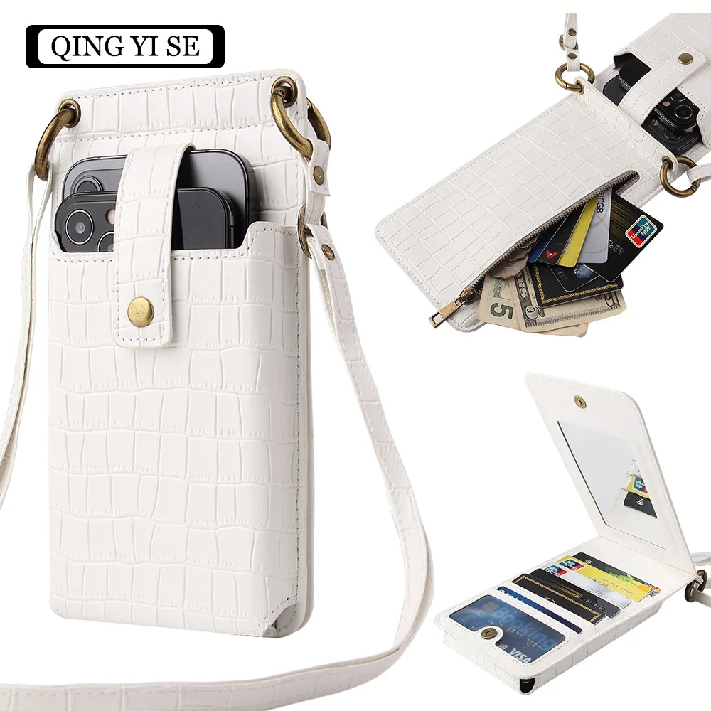 

Multi-functional lady mobile phone bag Crocodile print mobile phone case can put change and card, suitable for any mobile phone