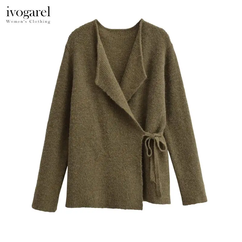 

Ivogarel Knit Wrap Cardigan Women's Casual Knitted Sweater Top Ladies Autumn Winter Sweater Coat Female Warm Clothing