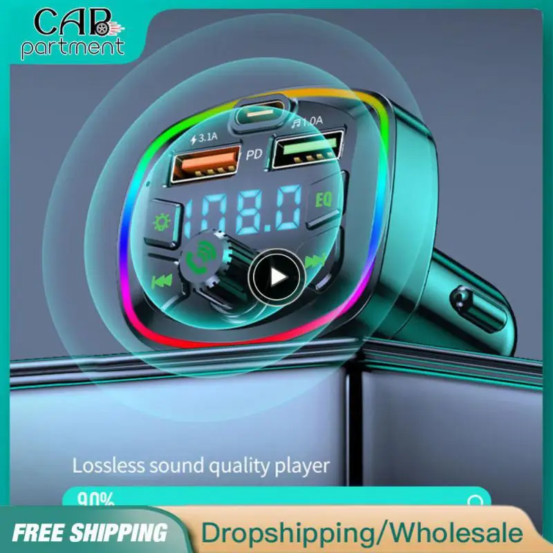 

1~10PCS Dual Usb Cigarette Lighter Fm Transmitter Lossless Music Fast Charging Pd 18w Type-c Mp3 Music Player Car Accessories