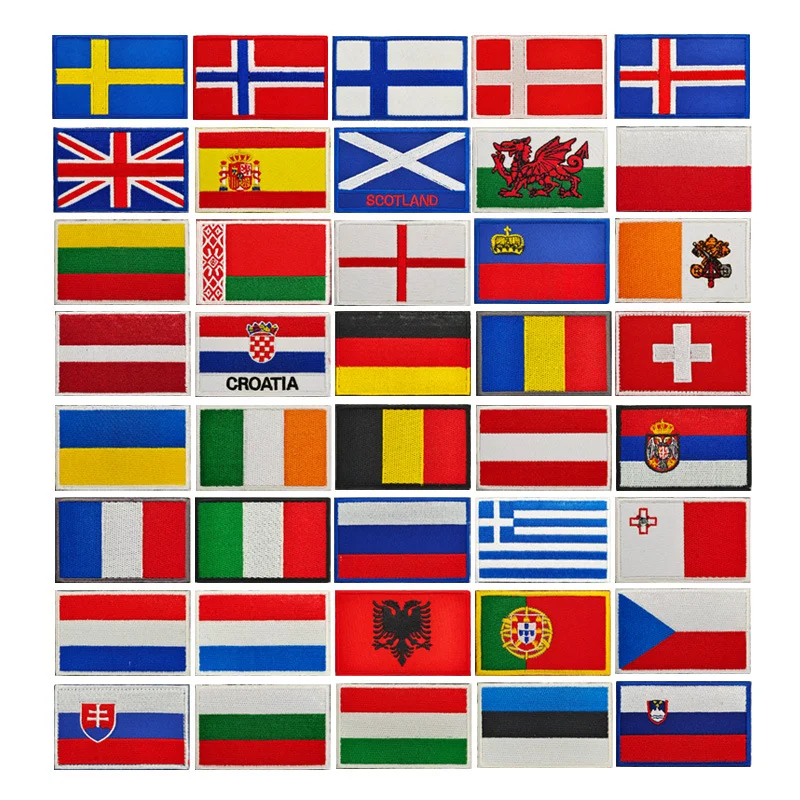 

Нашивки с вышивкой в виде флага, Аппликации, нашивки для одежды, нашивки в виде флага Испании, Франции, России, ЕС, Великобритании, Германии, д...