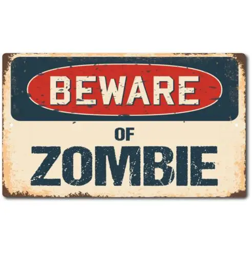 Винтажный телефон остерегайтесь зомби металлическая панель задний плакат