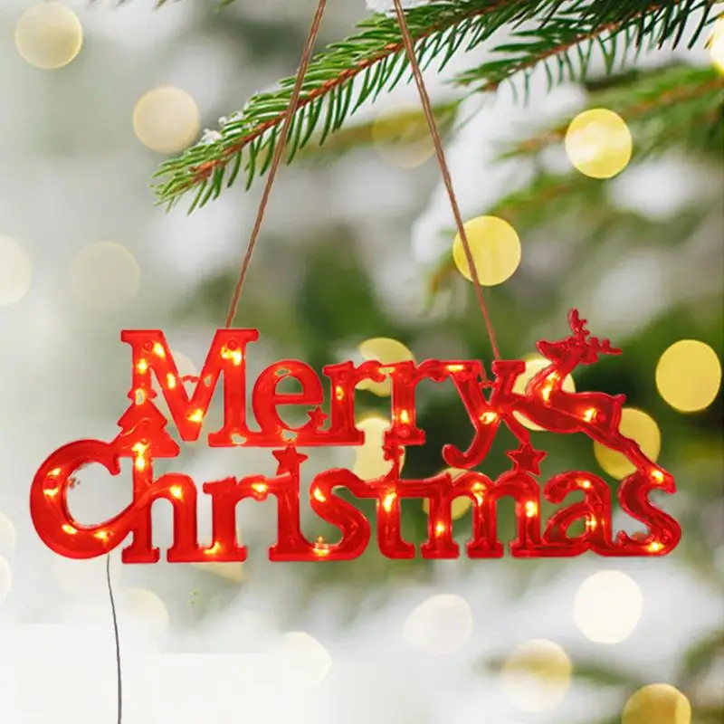 

Merry Christmas Lighted Sign Battery Operated LED Lights For Christmas Decorations Christmas Hangable Decoration Supplies