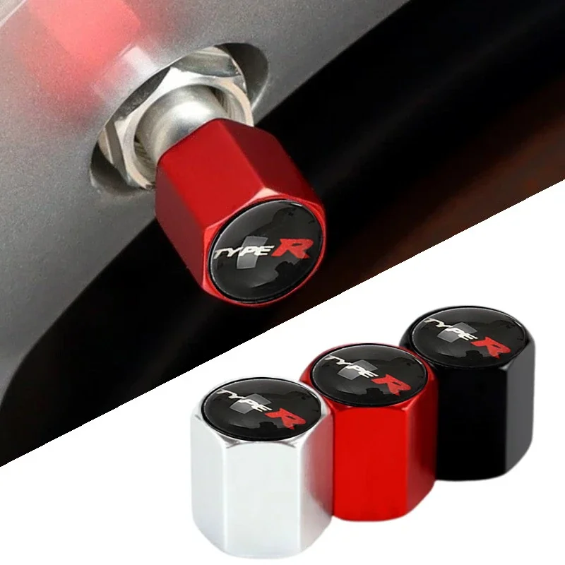 Car Styling Wheel Tire Valve Stems Caps Cover for Honda TypeR Logo Accord Civic CRV Fit HR-V Vezel Odyssey City Jazz Jade Stream