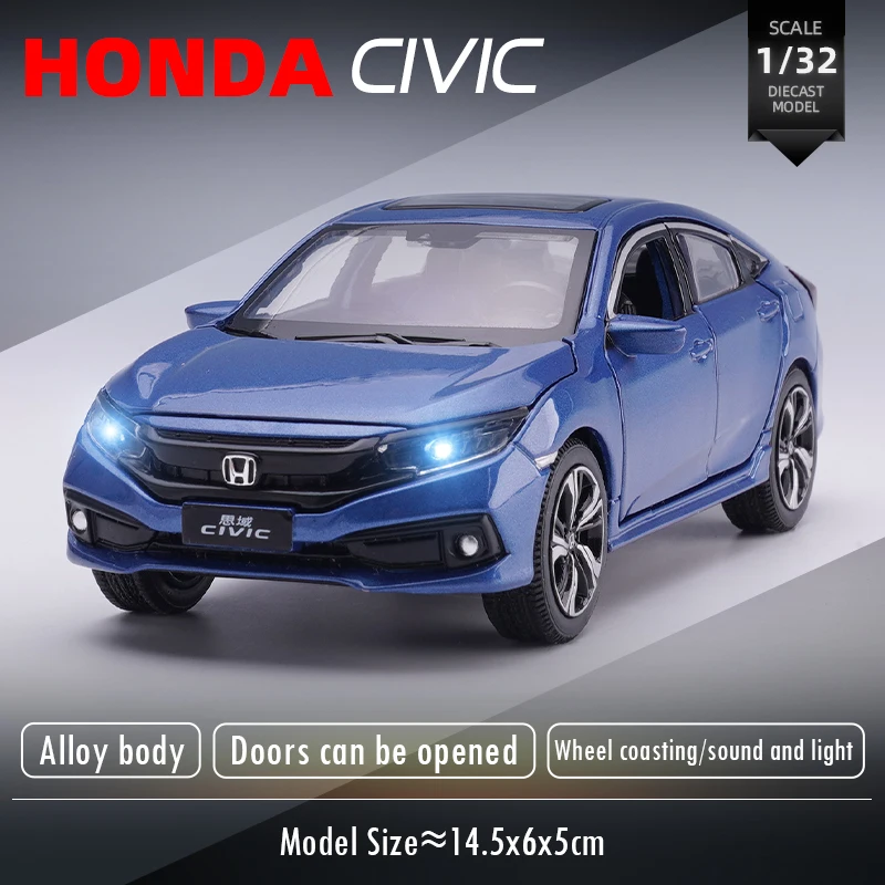 

JKM 1:32 Honda Civic Sound&light Alloy Car Model Diecasts Toy Vehicles Collectible Hobbies Gifts Static Die Cast Voiture